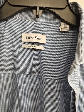 Calvin Klein Men’s Blue Check Regular Fit Dress Shirt